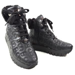 CASADEI 🇮🇹 WOMEN'S BLACK SOFT LEATHER WINTER MERINO FUR INSIDE FASHION BOOTIE